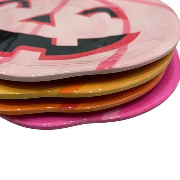 13th & Elm Halloween Pumpkin Melamine Appetizer Plates 8x7 Set of 4 BOO New - Picture 14 of 15